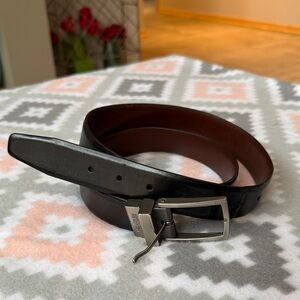 Reaction Kenneth Cole Men's Black Belt 38/95 pewter color buckle